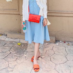 Orange Open Toe Flats