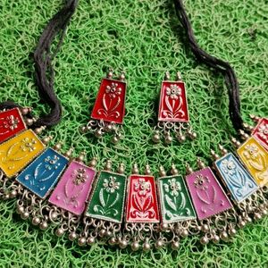 Multicolored Oxidised Juwellery Set