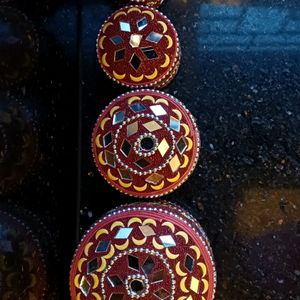 RAJASTHANI Antique Lac & Mirror Work Boxes- 4 In 1