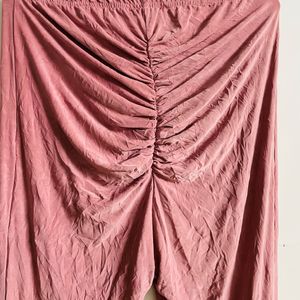 Women Pink Bootcut Ruched Pant