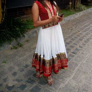 White N Red Umbrella Dress