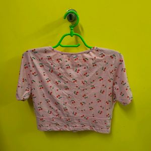 Dressberry V Neck Peach Crop Top