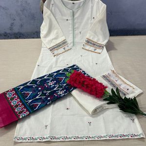 Embroidery Cotton Kurta Set