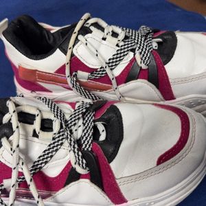 White Multi Colour Trendy Shoes