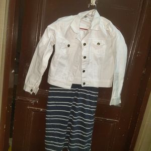 Women Or Girls Dress Denim.jacket Combo Imported S