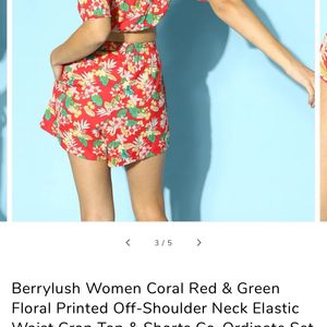 Berrylush Off Shoulder Crop Top& Shorts Cord Set