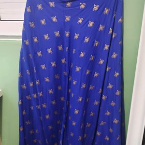 Ethnic Maxi Skirt - Blue And Golden Printed