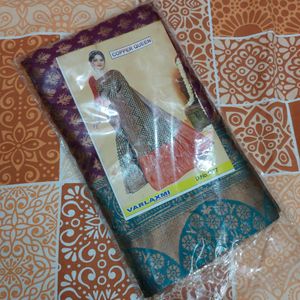 Women's Purple/Wine Colour Saree With Buttas