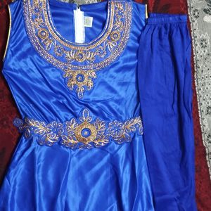 Girls frock With Leggings lambai 42 Inch Blue 💙