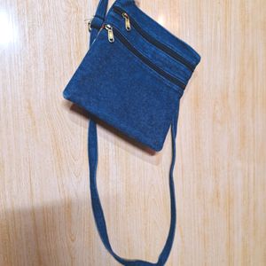 Denim Embroidered Sling Bag