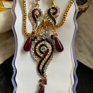 Gold plated phool bahar minakari necklace