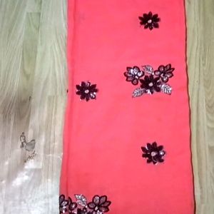 Net Work Beautiful Saree With Cotton Lylin Blouse