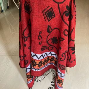 A Woollen Poncho/ Cape With Embroidery