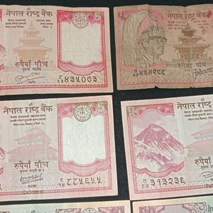 Old Nepali Currency-10rs & 5rs Note (Set Of 8)