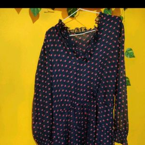 Navy Blue Dots Dress 👗✨✨