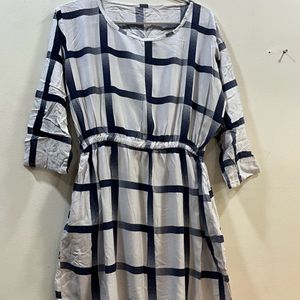 Checkered Blue White Dress