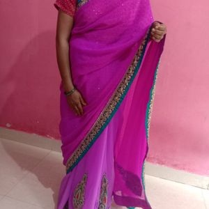 Elegant Magenta Colour Saree