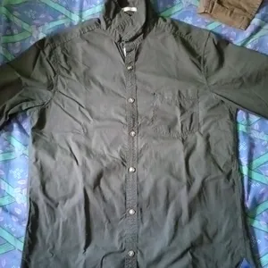 Denim dark olive green casual shirt