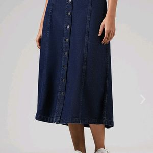 Blue Button-down denim Skirt