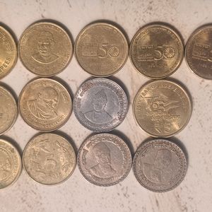 5 Rupee Indian Coins Collectables 14 Pieces