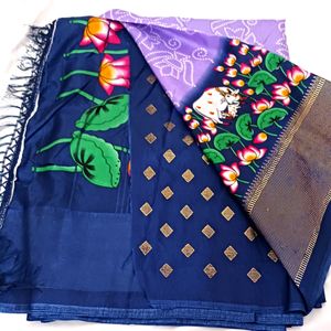 New Beautiful Dola Silk Saree With Atached Blouse Piece