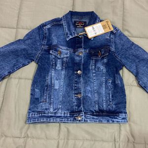 High StarWashed Button-Front Denim Jacket with Sli