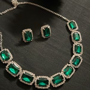 Green Stone Diamond Necklace