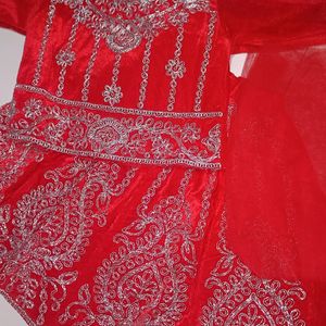 1-2 Year Baby Red Lehenga Choli