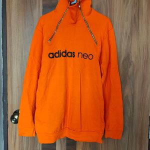 Neon Orange High Neck Sweatshirt(Unisex)