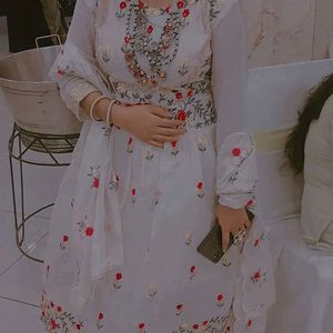 Ethnic Off White Frock Set