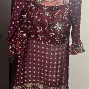 Beautiful Designer Heavy Work Polka Dotted Sharara