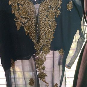 Grey Kurti With Gold Embroidery