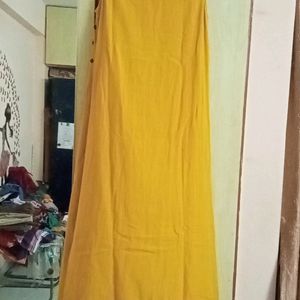 Mustard Yellow  Fish Cut Plain Kurta