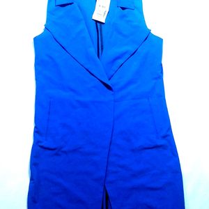 MADAME Blue Sleeveless Overcoat