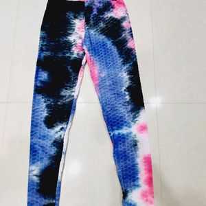 Women's High-Waist Tie-Dye Honeycomb Leggings