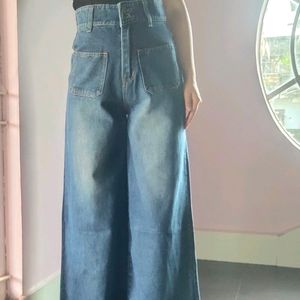 Korean Stylish Women Baggy Jeans Flared Leg Loose