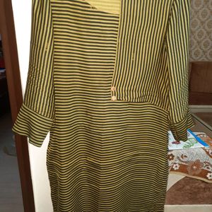 Yellow Stripes  Fited Kurti