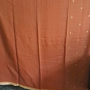 Cotton Blend Saree Rust Colour