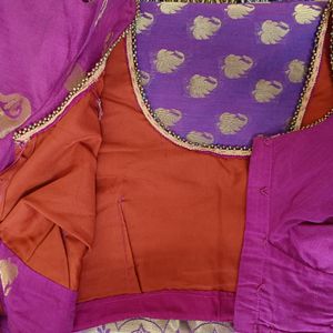 Beautiful Magenta and Purplish saree with blouse