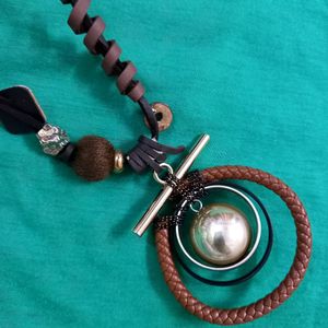 Leather Cord Necklace Chain Multilayer Pendant