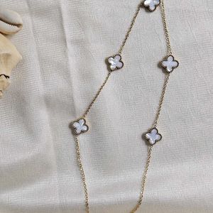 Anti-tarnish 5 Four Clover Long Chain necklace