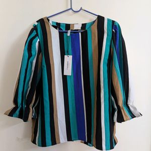 NEW-Striped Round Neck Top