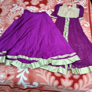 PURPLE 🟣 FRONT CUT LEHENGA + LONG KURTI