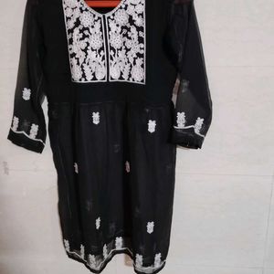 Black Trendy Chikankari Short Kurti