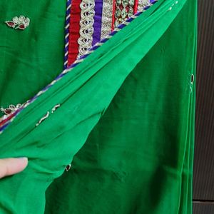 Dark Green Heavy Work Saree