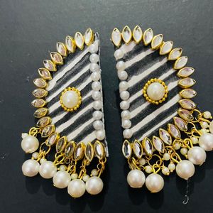 Fancy Fabric Black & White Earrings