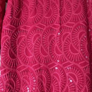 Maroon Chikenkari Kurta