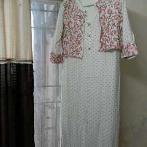 White Reyon Kurti With Jacket