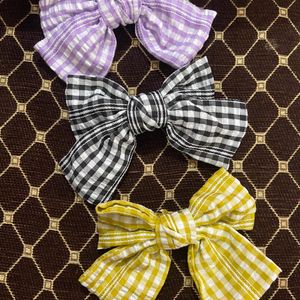 Gingham Big Size Hair Bow Pack Of 3