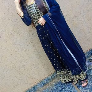 Beautiful Black Nyra Set With Plazo And Dupatta